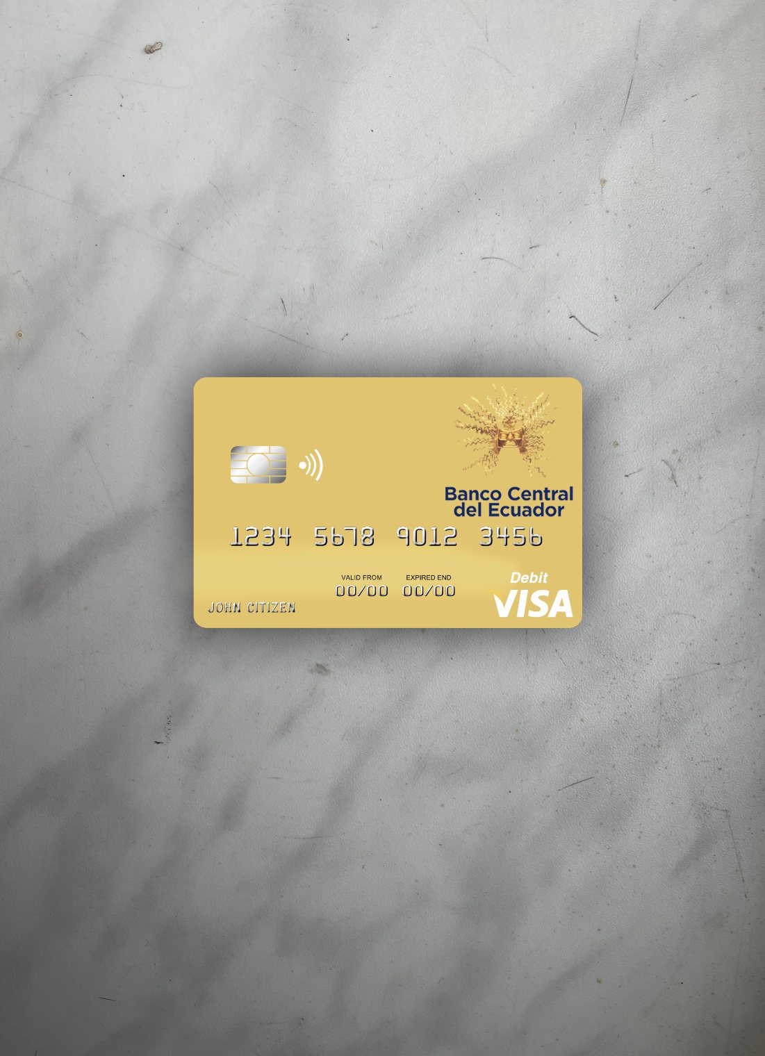 Download Sao Tome and Principe Banco Ecuador visa debit card photolook front Photoshop template